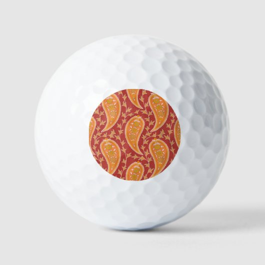 Maroon Paisley: Turks komkommer-Ornament. Golfballen (Voorkant)