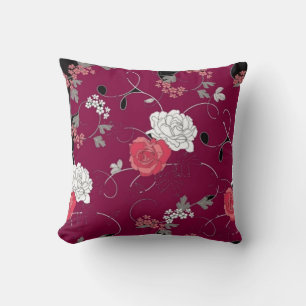 Maroon Passon Flower Decorative Pillow Kussen