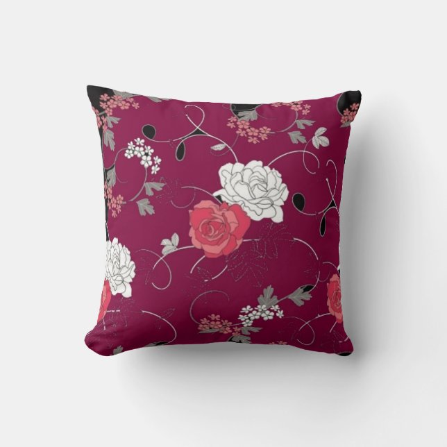 Maroon Passon Flower Decorative Pillow Kussen (Voorkant)