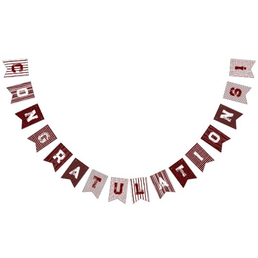 Maroon Patroon Gefeliciteerd bunting banner (Alle)