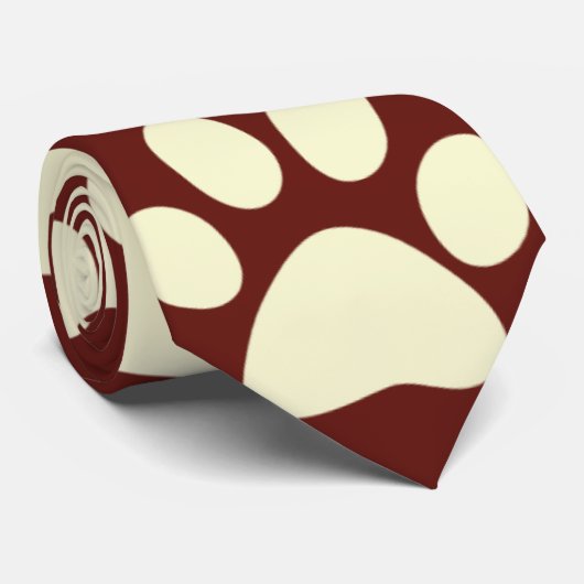 Maroon Paw Pattern Stropdas (Opgerold)