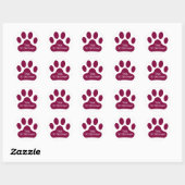 Maroon Paw Print Ronde Sticker (Vel)