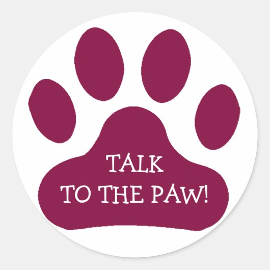 Maroon Paw Print Ronde Sticker (Voorkant)