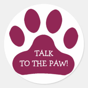 Maroon Paw Print Ronde Sticker