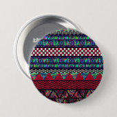 Maroon Peacock Boho Tribal Stripes Patroon Ronde Button 7,6 Cm (Voorkant /achterkant)