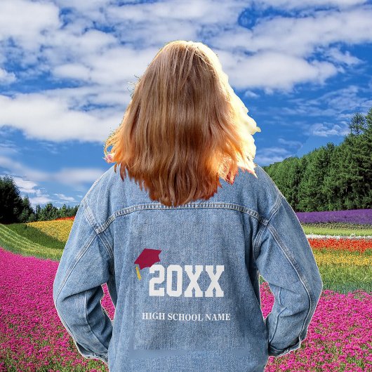 Maroon Pet Klasse van 20XX Afstuderen Denim Jacket