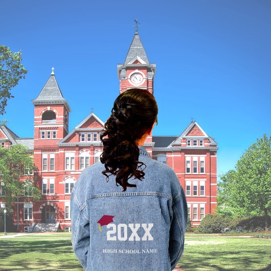 Maroon Pet Klasse van 20XX Afstuderen Denim Jacket