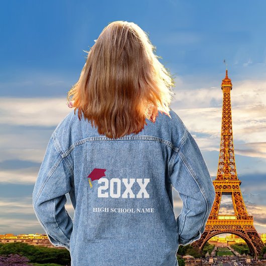 Maroon Pet Klasse van 20XX Afstuderen Denim Jacket