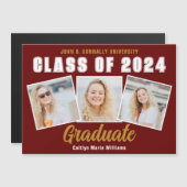Maroon Photo Collage 2025 Afstuderen Magnet Kaart (Voorkant / Achterkant)