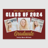 Maroon Photo Collage 2025 Afstuderen Magnet Kaart (Voorkant)