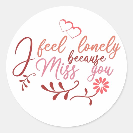 maroon pink i miss you quote saying ronde sticker (Voorkant)
