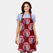 Maroon Pink Lion Head Design  Schort (Gedragen)