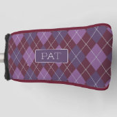 Maroon & Plum Argyle  Pattern met elke naam Golfheadcover (Voorkant)