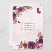 Maroon Plum Red Gold Floral Princess Quinceañera Kaart (Achterkant)