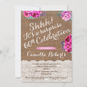 Maroon Plum Surprise 50th Party Invitations vrouw Kaart