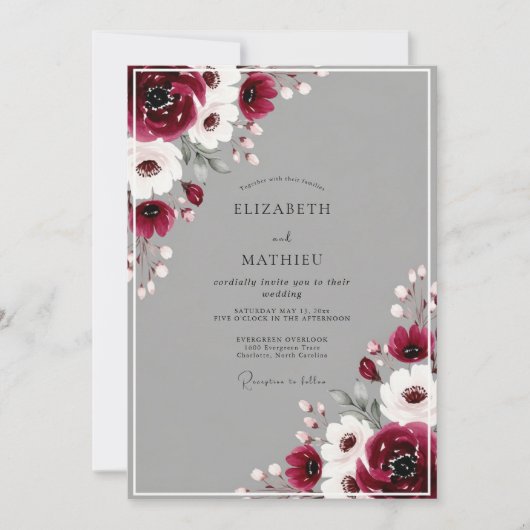 Maroon Polished Winter Wedding Kaart (Voorkant)