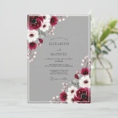 Maroon Polished Winter Wedding Kaart (Staand voorkant)