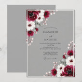 Maroon Polished Winter Wedding Kaart (Voorkant / Achterkant)