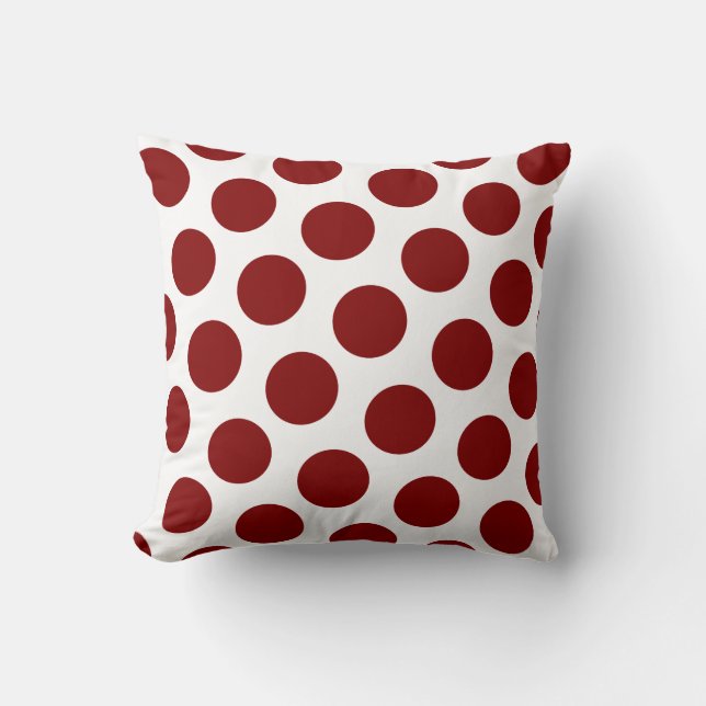 Maroon Polka Dot Pattern Kussen (Voorkant)