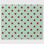 Maroon Polka Dots getextureerd op Mint Green Gift  Cadeaupapier (Vlak)