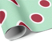 Maroon Polka Dots getextureerd op Mint Green Gift  Cadeaupapier (Rol Hoek)