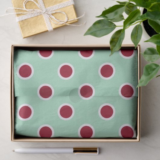 Maroon Polka stippen op Mint Green Tissue Paper Tissuepapier (Geschenk)
