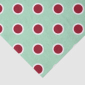 Maroon Polka stippen op Mint Green Tissue Paper Tissuepapier (Detail)