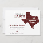 Maroon Pset gemaakt in Texas Horizontale Foto Aankondiging (Voorkant)