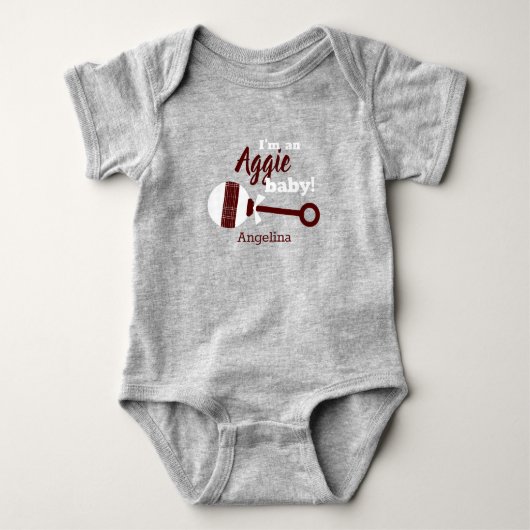 Maroon Pset Rattle Aggie Baby Bodysuit (Voorkant)