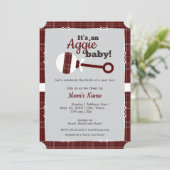 Maroon Pset Rattle Aggie Baby shower Kaart (Staand voorkant)