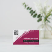 Maroon QR CODE Fotograaf Visitekaartje (Staand voorkant)