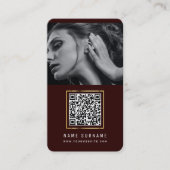 Maroon QR code sociale media moderne, stijlvolle f Visitekaartje (Voorkant)