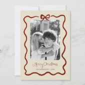 Maroon Quirky Bow Lijst Feestdagenkaart (Voorkant)