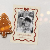 Maroon Quirky Bow Lijst Feestdagenkaart