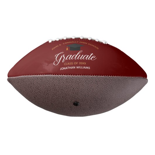 Maroon Red Afstuderen Custom 2025 Afstuderen Foto American Football (Gedraaid 270)