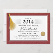 Maroon Red Border Diploma Afstuderen & Gold Tassel Kaart (Voorkant)