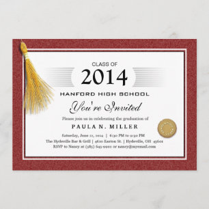 Maroon Red Border Diploma Afstuderen & Gold Tassel Kaart