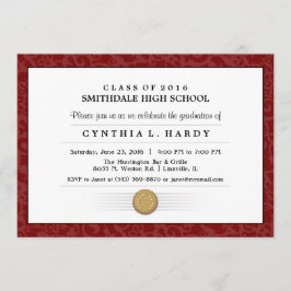 Maroon Red Border Diploma Afstuderen Uitnodiging