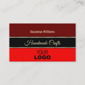 Maroon Red Borders op zwart met Logo en foto Visitekaartje (Voorkant)