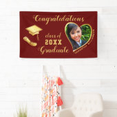 Maroon Red Class of 2025 Afstuderen Foto Spandoek (Insitu)