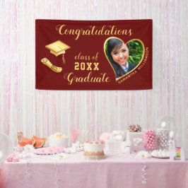 Maroon Red Class of 2025 Afstuderen Foto Spandoek