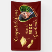 Maroon Red Class of 2025 Afstuderen Foto Spandoek (Verticaal)