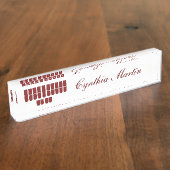 Maroon red custom court reporter name bord naambordje (Zijkant)