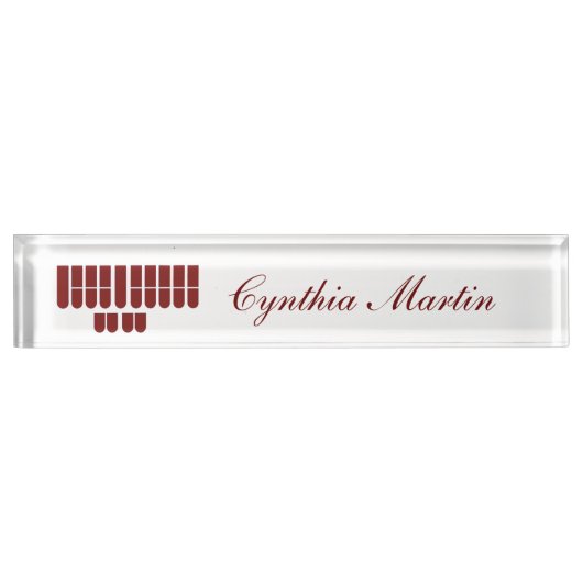 Maroon red custom court reporter name bord naambordje (Voorkant)