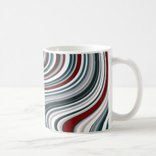 Maroon Red en Blauwgroen Blauwe Abstracte Curvy Vo Koffiemok