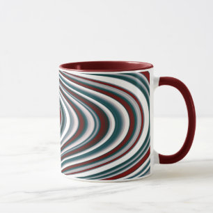 Maroon Red en Blauwgroen Blauwe Abstracte Curvy Vo Mok