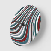 Maroon Red en Blauwgroen Blauwe Abstracte Curvy Vo Ronde Klok (Hoek)