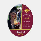 Maroon Red en Gold Afstuderen Foto van 2023 Keramisch Ornament (Rechts)