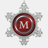 Maroon Red Faux Chrome - kerstmis Tin Sneeuwvlok Ornament (Voorkant)