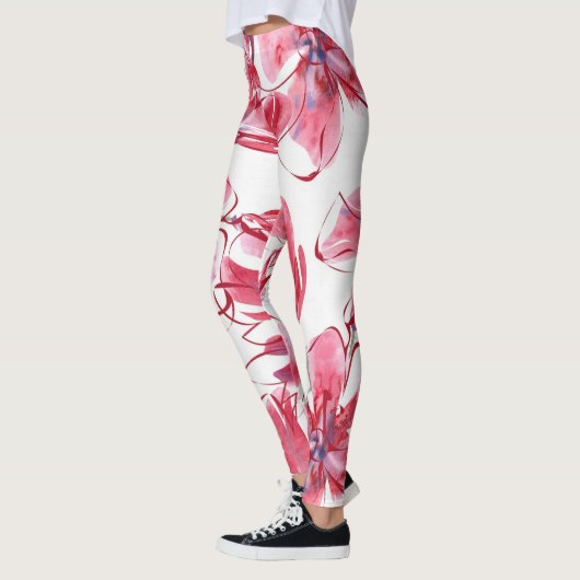 Maroon Red Flowers Leggings (Links)